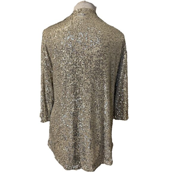 Cable & Gauge Sequin Jacket L Large Gold Wedding Formal Party Cruise Holiday NEW - Picture 8 of 12